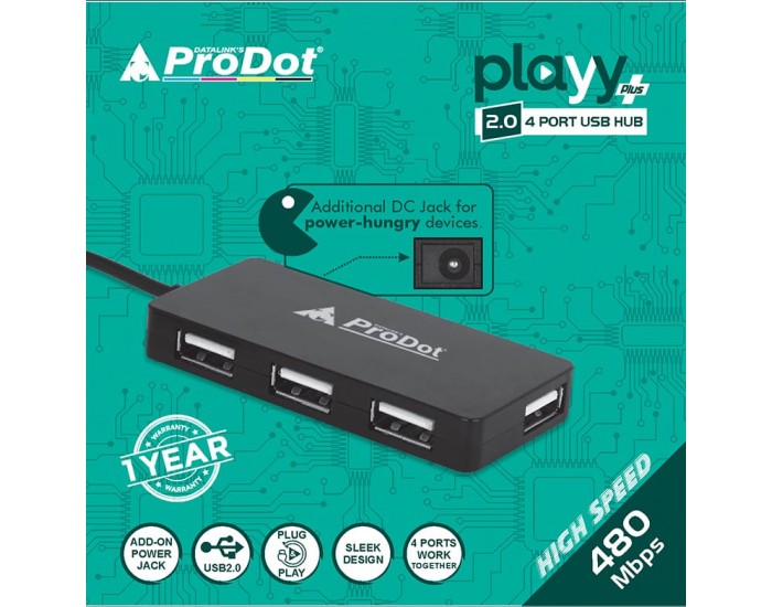 PRODOT USB HUB 4 PORT 20 PLAYY