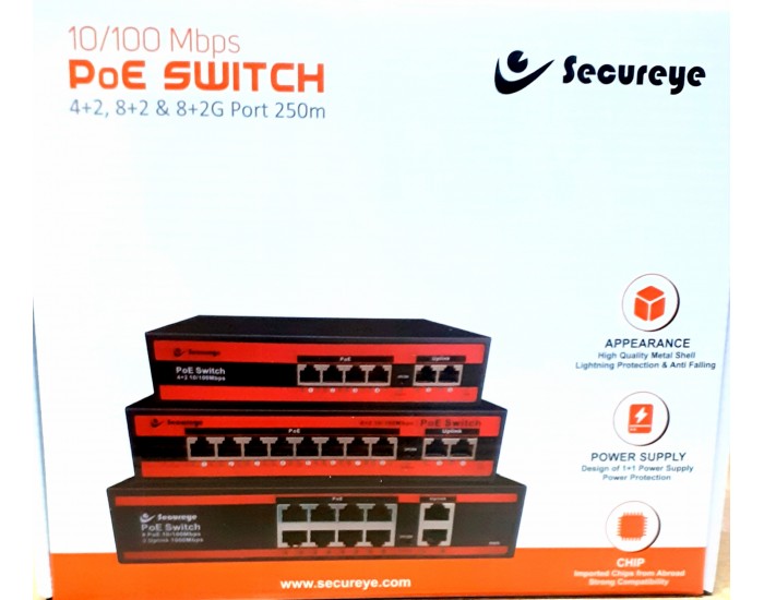 SECUREYE POE SWITCH 8 PORT (8FE+2GE UPLINK)
